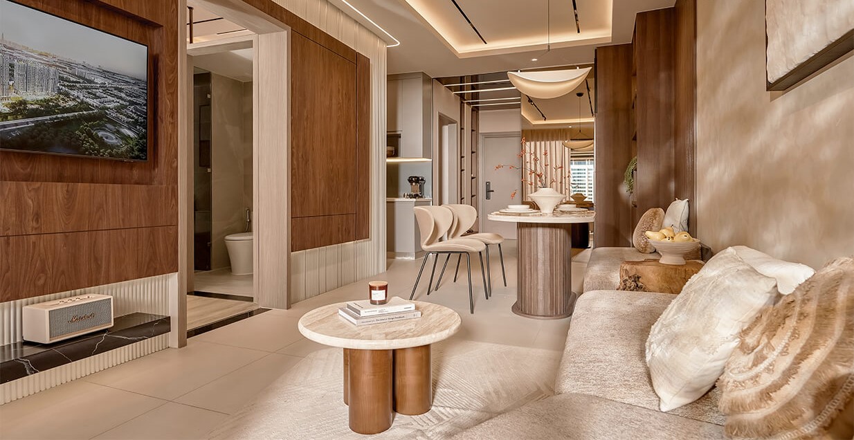 phòng khách căn hộ 3PN - 2 WC SKY VENUE